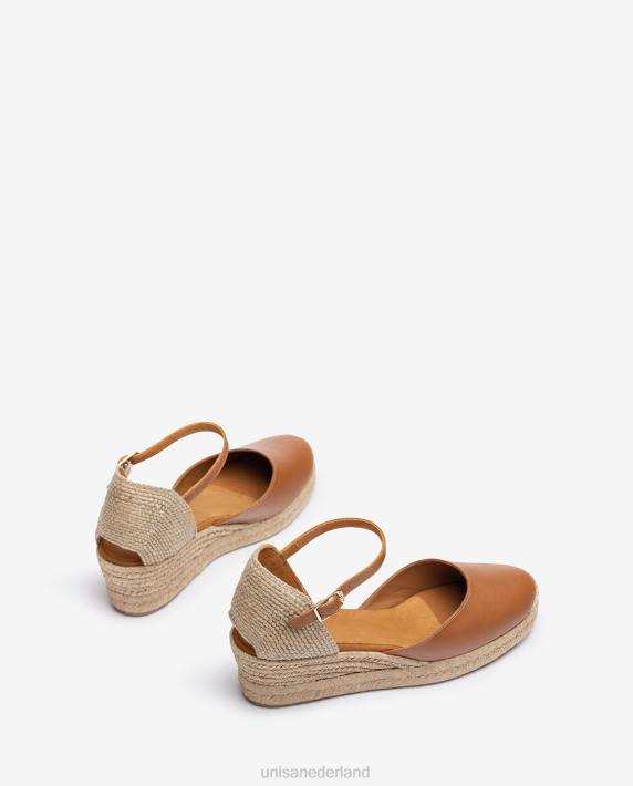 Unisa 02B0794 Espadrille met vamphak van leer vrouwen bruin