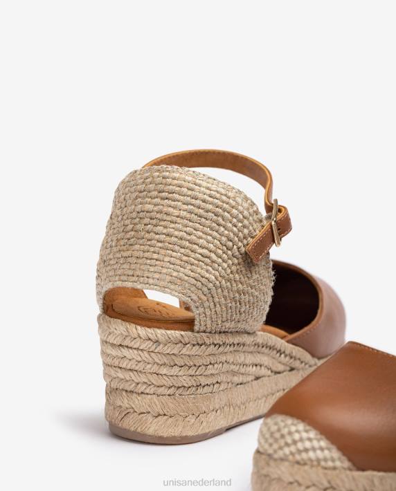 Unisa 02B0794 Espadrille met vamphak van leer vrouwen bruin