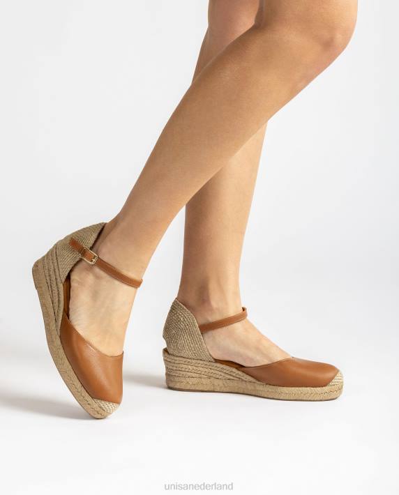 Unisa 02B0794 Espadrille met vamphak van leer vrouwen bruin