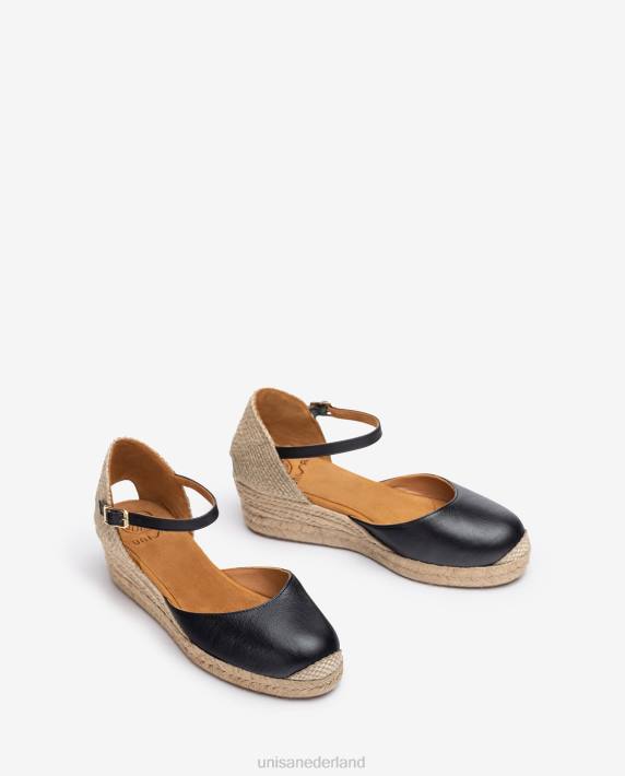 Unisa 02B0795 Espadrille met vamphak van leer vrouwen zwart