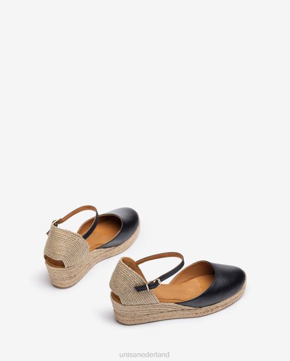 Unisa 02B0795 Espadrille met vamphak van leer vrouwen zwart