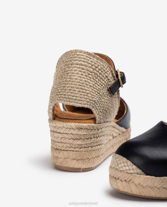 Unisa 02B0795 Espadrille met vamphak van leer vrouwen zwart