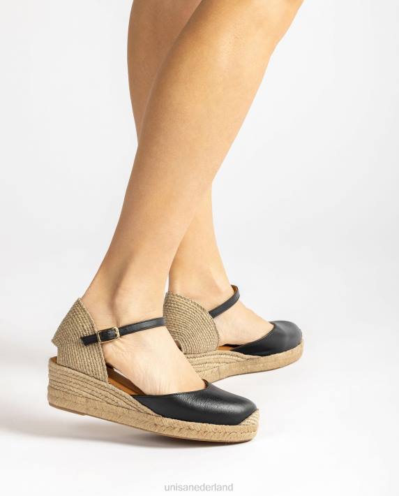 Unisa 02B0795 Espadrille met vamphak van leer vrouwen zwart