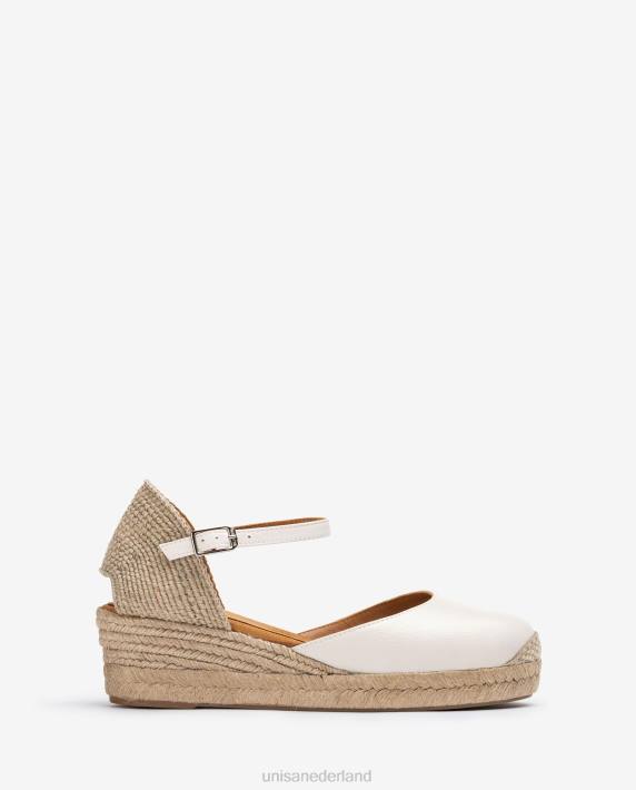 Unisa 02B0796 Espadrille met vamphak van leer vrouwen wit