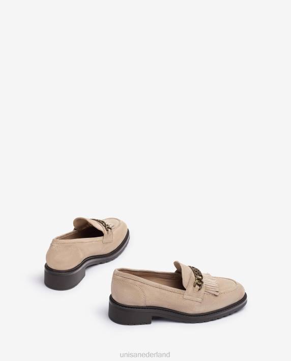 Unisa 02B01271 loafer met metalen monogram vrouwen beige