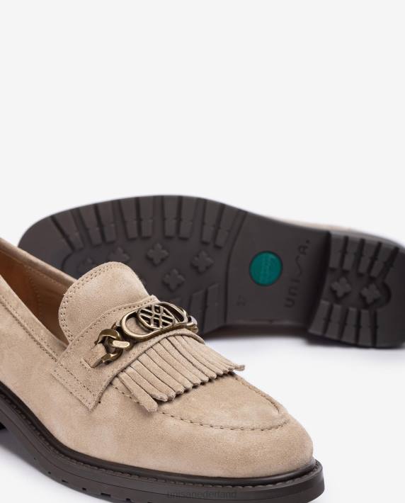 Unisa 02B01271 loafer met metalen monogram vrouwen beige