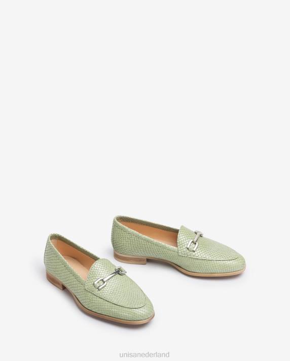 Unisa 02B01278 loafer van leer met reliëf vrouwen groente