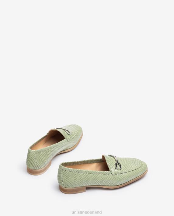 Unisa 02B01278 loafer van leer met reliëf vrouwen groente