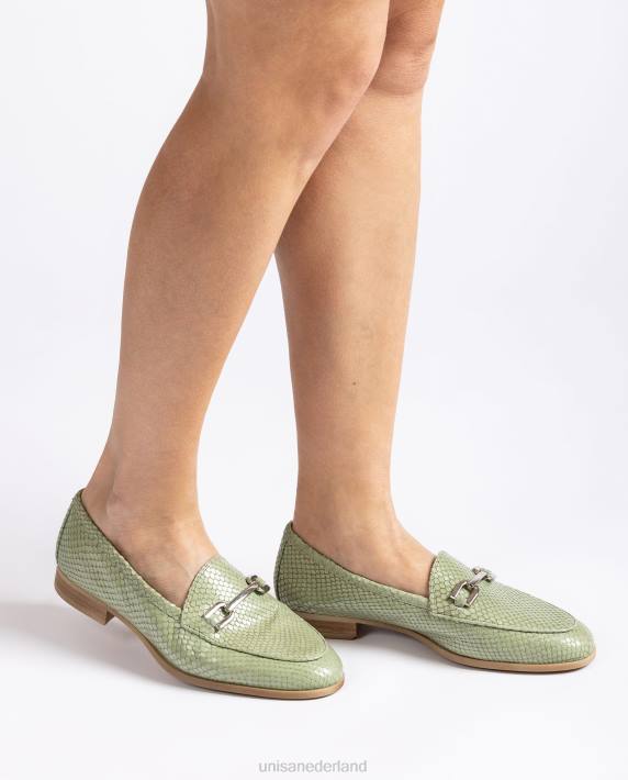 Unisa 02B01278 loafer van leer met reliëf vrouwen groente