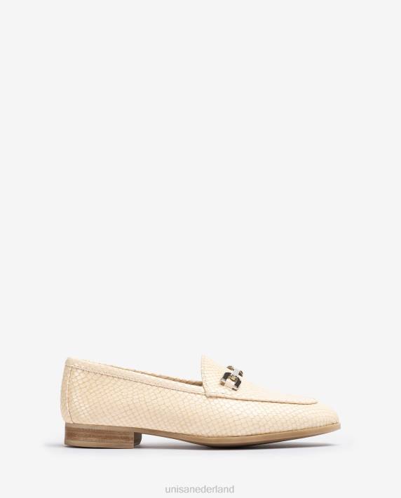 Unisa 02B01279 loafer van leer met reliëf vrouwen beige