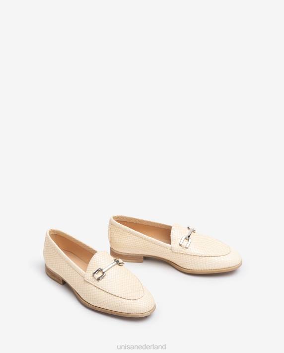 Unisa 02B01279 loafer van leer met reliëf vrouwen beige