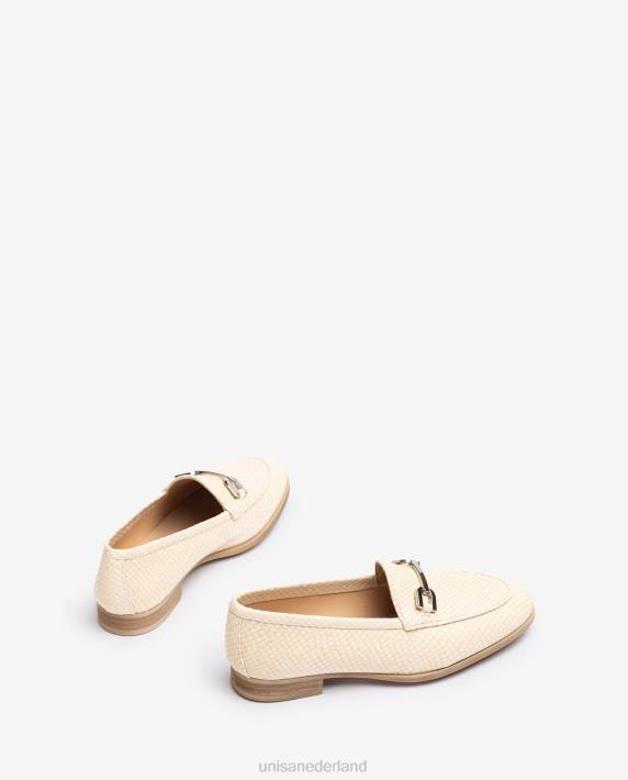Unisa 02B01279 loafer van leer met reliëf vrouwen beige