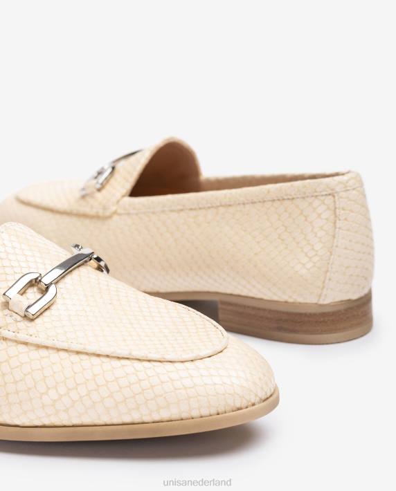 Unisa 02B01279 loafer van leer met reliëf vrouwen beige