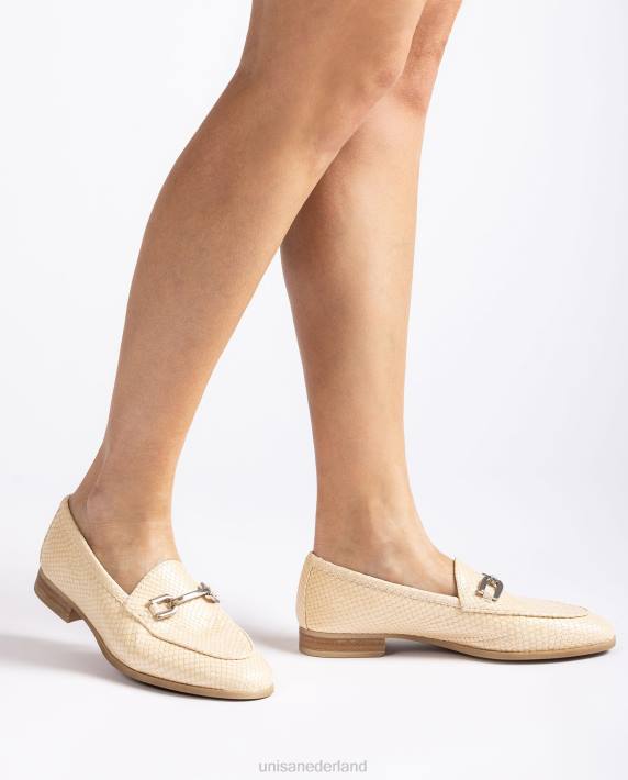 Unisa 02B01279 loafer van leer met reliëf vrouwen beige