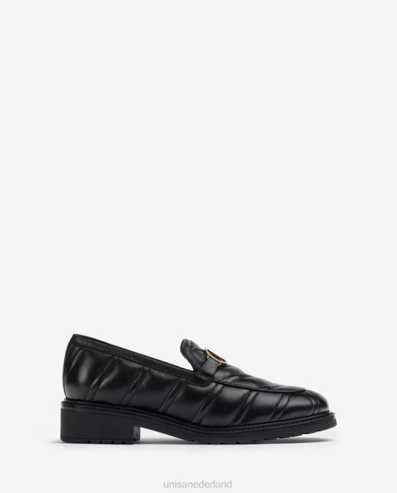 Unisa 02B01285 loafer met gewatteerd effect vrouwen zwart