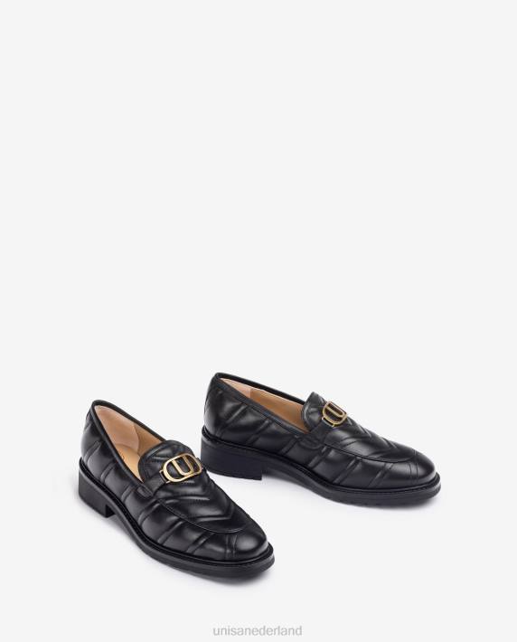 Unisa 02B01285 loafer met gewatteerd effect vrouwen zwart