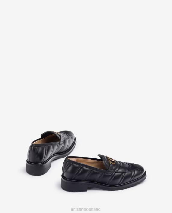 Unisa 02B01285 loafer met gewatteerd effect vrouwen zwart