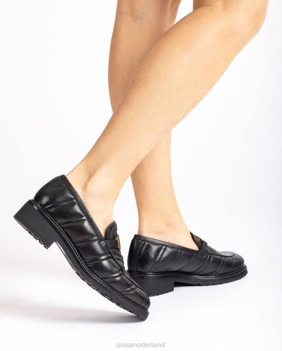 Unisa 02B01285 loafer met gewatteerd effect vrouwen zwart