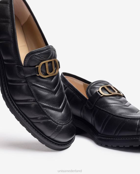 Unisa 02B01285 loafer met gewatteerd effect vrouwen zwart