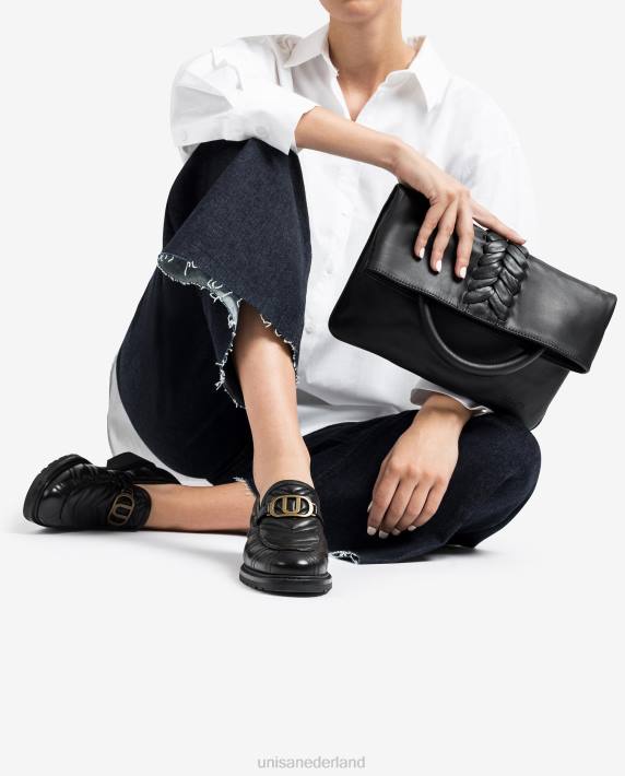 Unisa 02B01285 loafer met gewatteerd effect vrouwen zwart