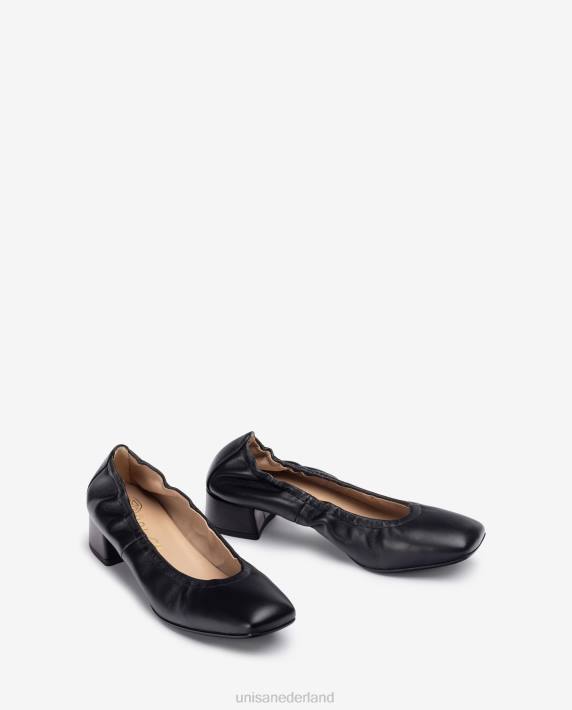 Unisa 02B01297 schoen met gebobbelde rand vrouwen zwart