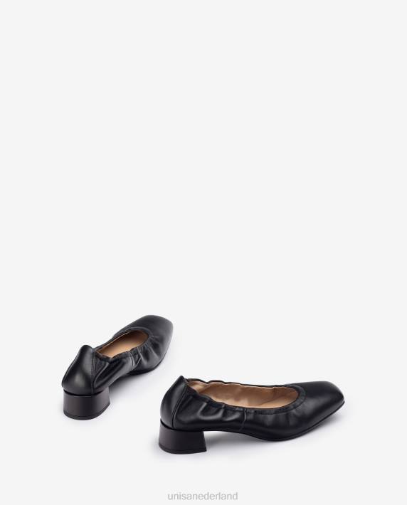 Unisa 02B01297 schoen met gebobbelde rand vrouwen zwart