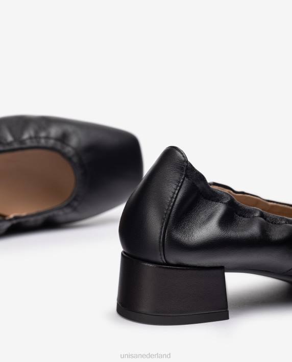 Unisa 02B01297 schoen met gebobbelde rand vrouwen zwart