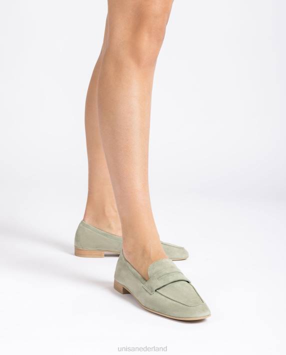 Unisa 02B0597 suède instappers vrouwen groente