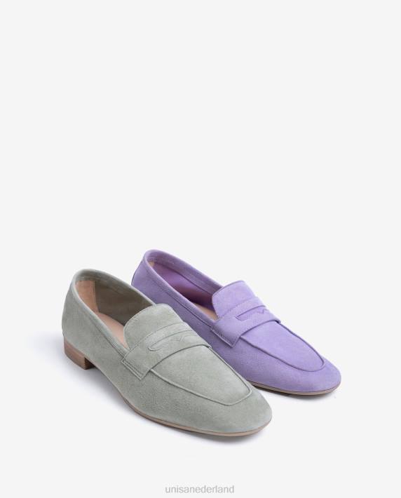Unisa 02B0597 suède instappers vrouwen groente