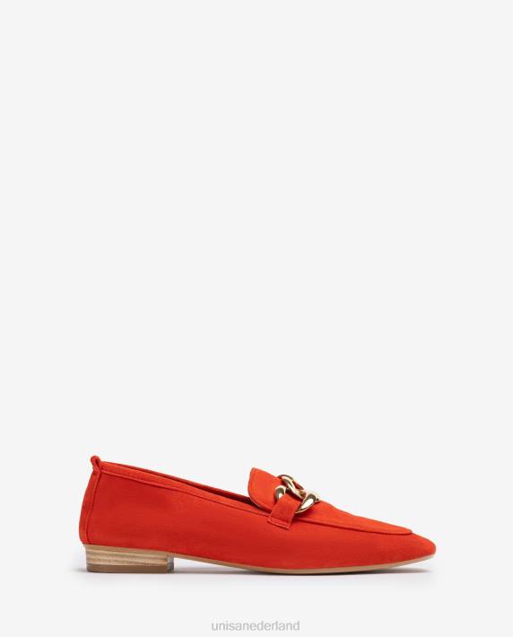 Unisa 02B0607 loafer met een ketting vrouwen rood
