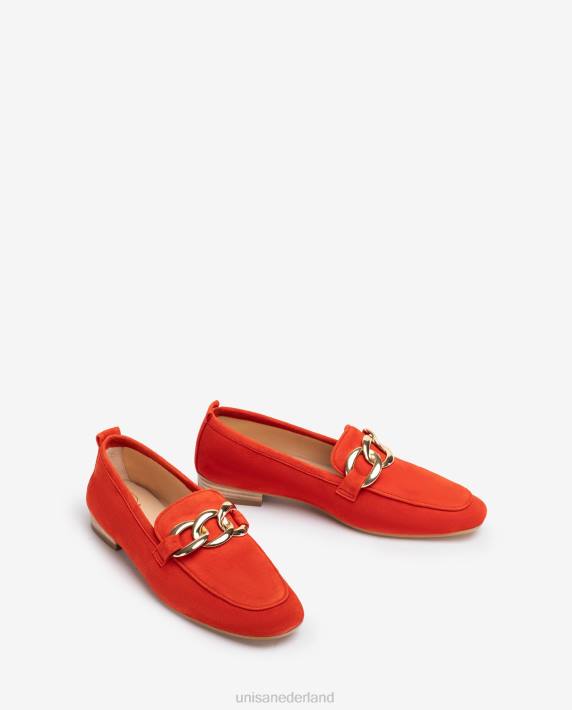Unisa 02B0607 loafer met een ketting vrouwen rood