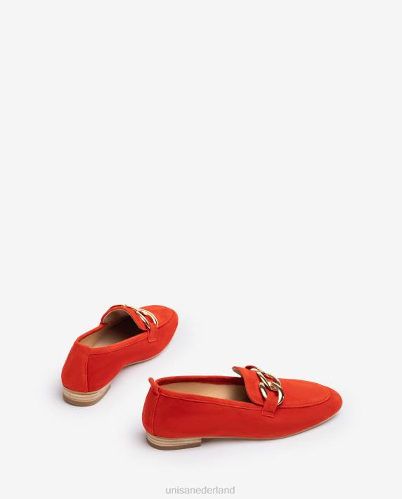 Unisa 02B0607 loafer met een ketting vrouwen rood