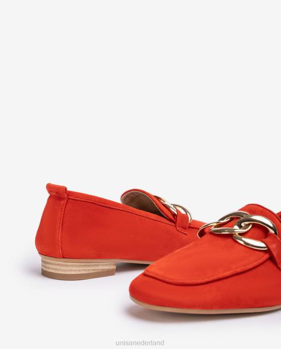 Unisa 02B0607 loafer met een ketting vrouwen rood