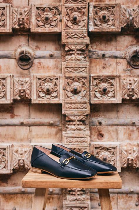 Unisa 02B0628 leren loafers met bies vrouwen zwart