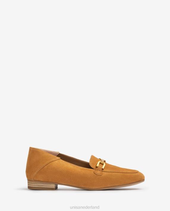 Unisa 02B0629 suède loafers met bies vrouwen bruin