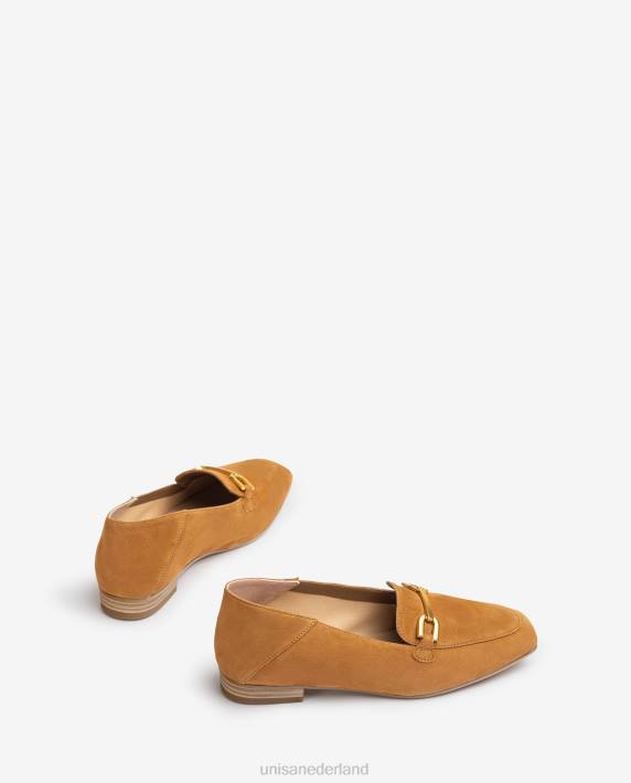 Unisa 02B0629 suède loafers met bies vrouwen bruin