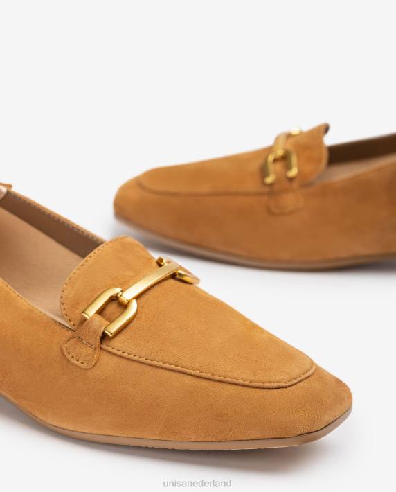 Unisa 02B0629 suède loafers met bies vrouwen bruin