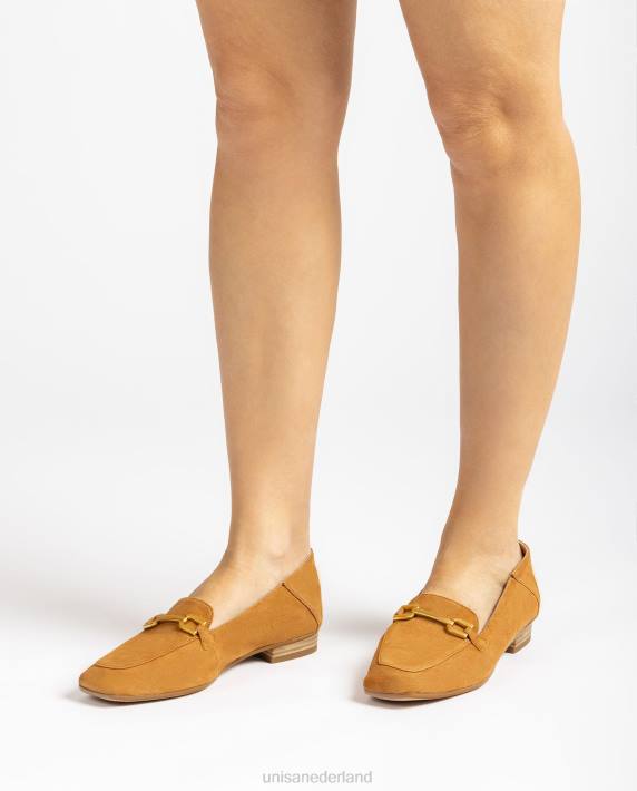 Unisa 02B0629 suède loafers met bies vrouwen bruin