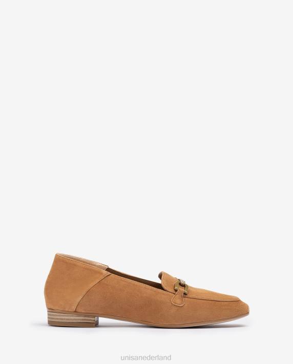 Unisa 02B0630 suède loafers met bies vrouwen bruin