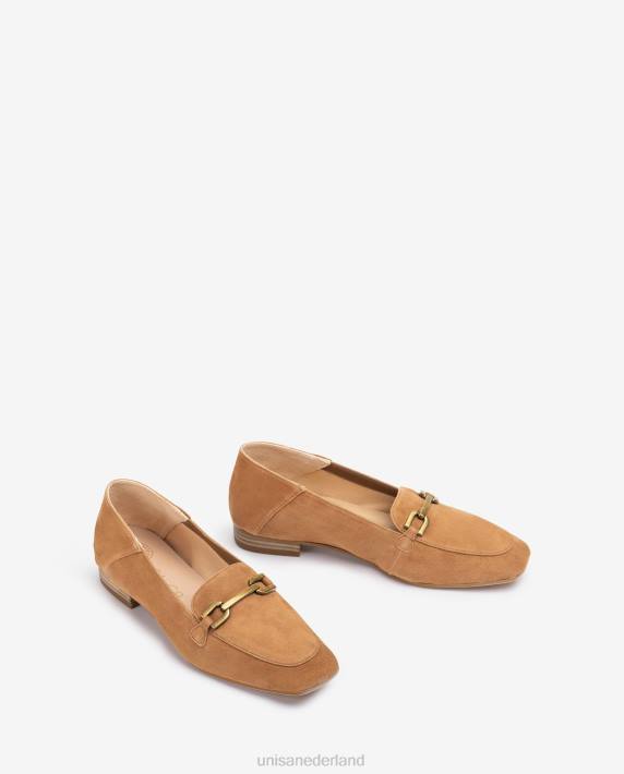 Unisa 02B0630 suède loafers met bies vrouwen bruin