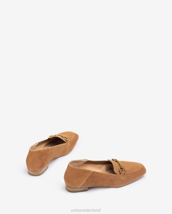 Unisa 02B0630 suède loafers met bies vrouwen bruin