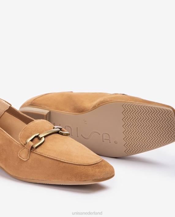 Unisa 02B0630 suède loafers met bies vrouwen bruin