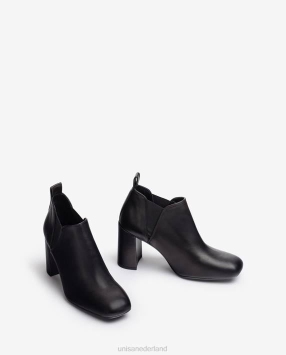 Unisa 02B01004 enkellaars met zijvouwen vrouwen zwart