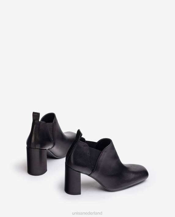 Unisa 02B01004 enkellaars met zijvouwen vrouwen zwart