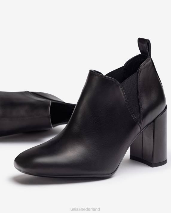 Unisa 02B01004 enkellaars met zijvouwen vrouwen zwart