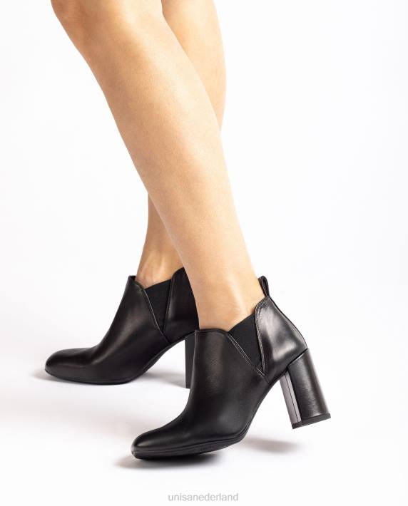 Unisa 02B01004 enkellaars met zijvouwen vrouwen zwart