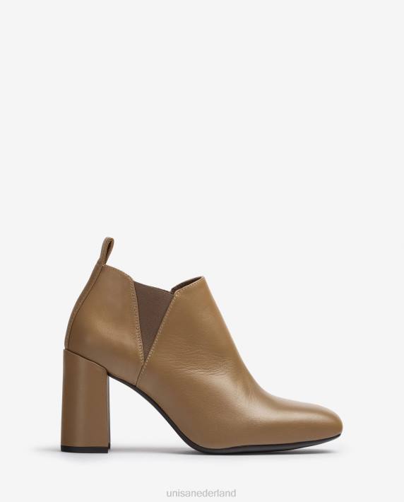 Unisa 02B01005 enkellaars met zijvouwen vrouwen bruin