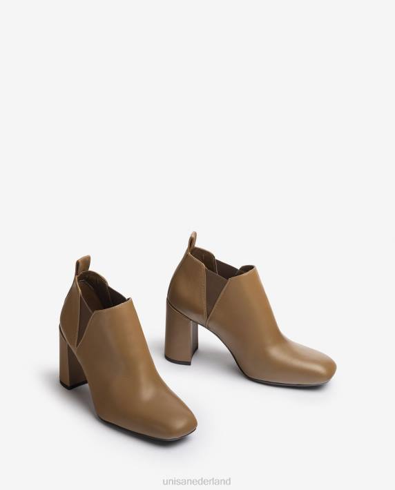 Unisa 02B01005 enkellaars met zijvouwen vrouwen bruin