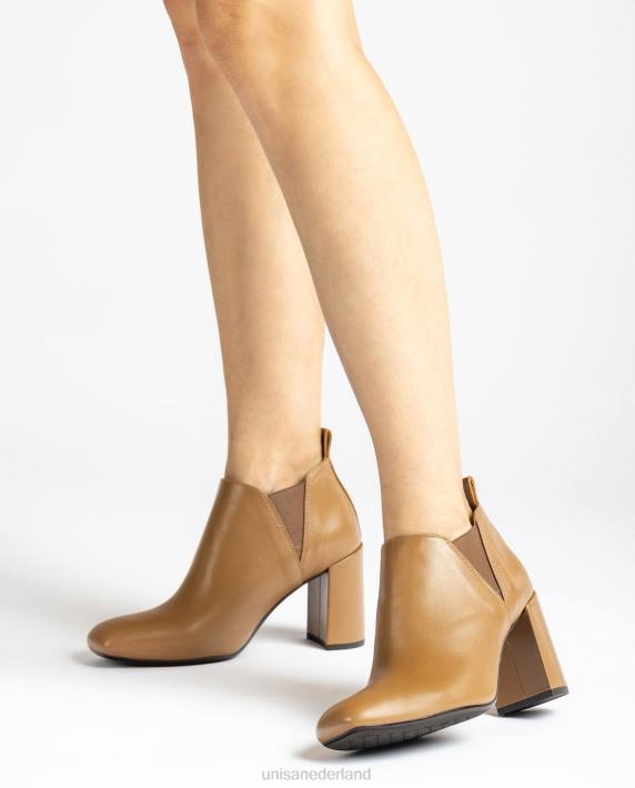 Unisa 02B01005 enkellaars met zijvouwen vrouwen bruin