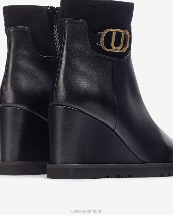 Unisa 02B01009 hoge enkellaars met sleehak vrouwen zwart